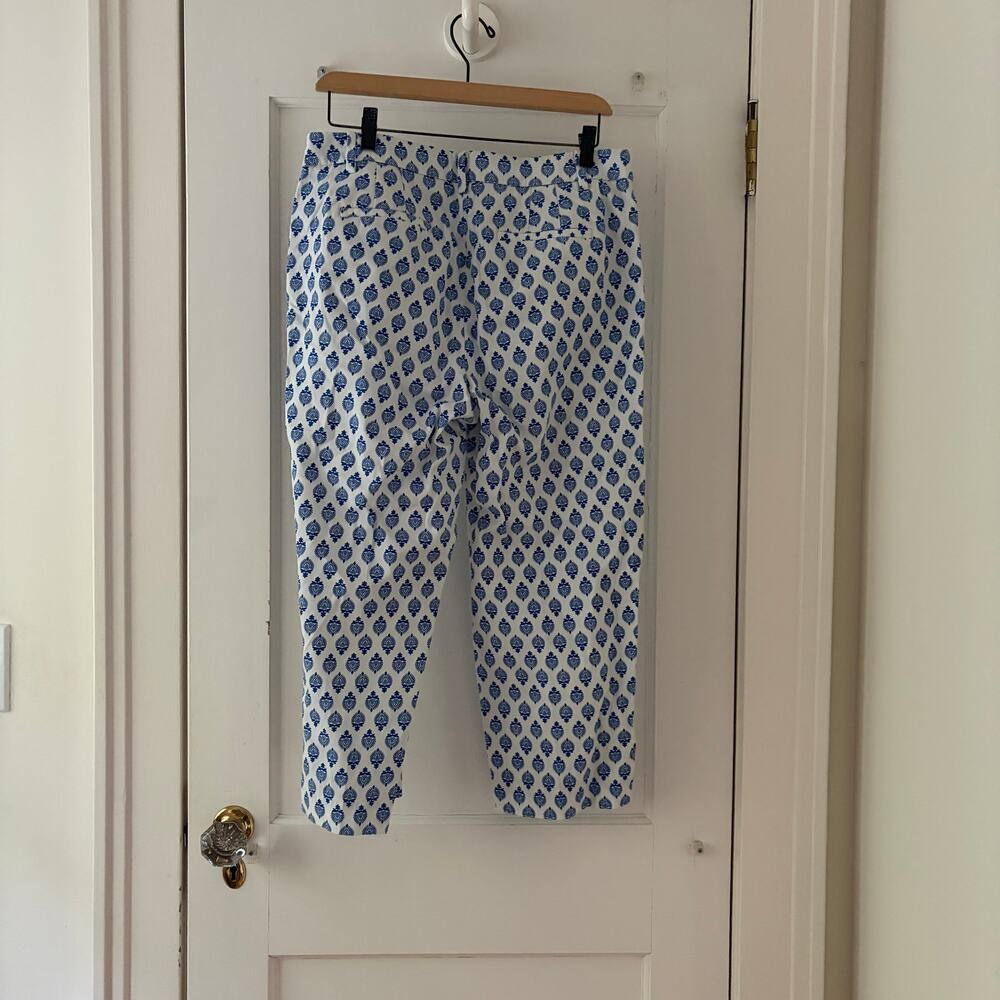 Talbots Perfect Skimmer Pants Size 10 Blue White Cotton - Picture 9 of 11